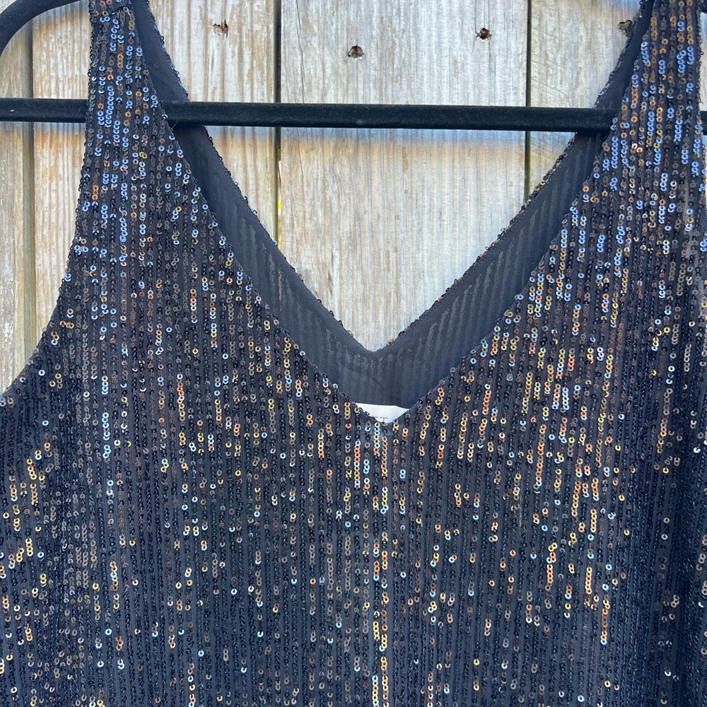 LOFT ANN TAYLOR Sequin Sleeveless V-Neck Top Women’s Large NWT NEW - Picture 2 of 8